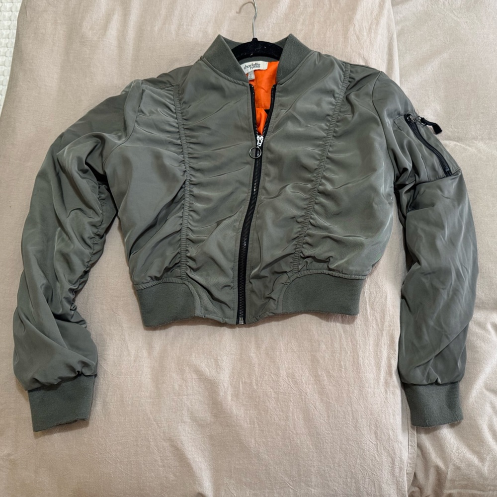 S Charlotte Russe Olive Green Bomber Jacket